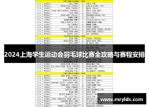 2024上海学生运动会羽毛球比赛全攻略与赛程安排